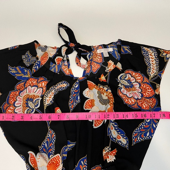 Lauren Conrad Summer Floral Black Dress Belted Bow Tie Up Size Small - Picture 13 of 13